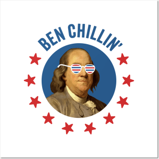 Ben Chillin' - Retro Ben Franklin with Patriotic 4th of July Sunglasses Posters and Art